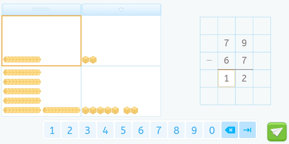 Restas en vertical representada con bloques