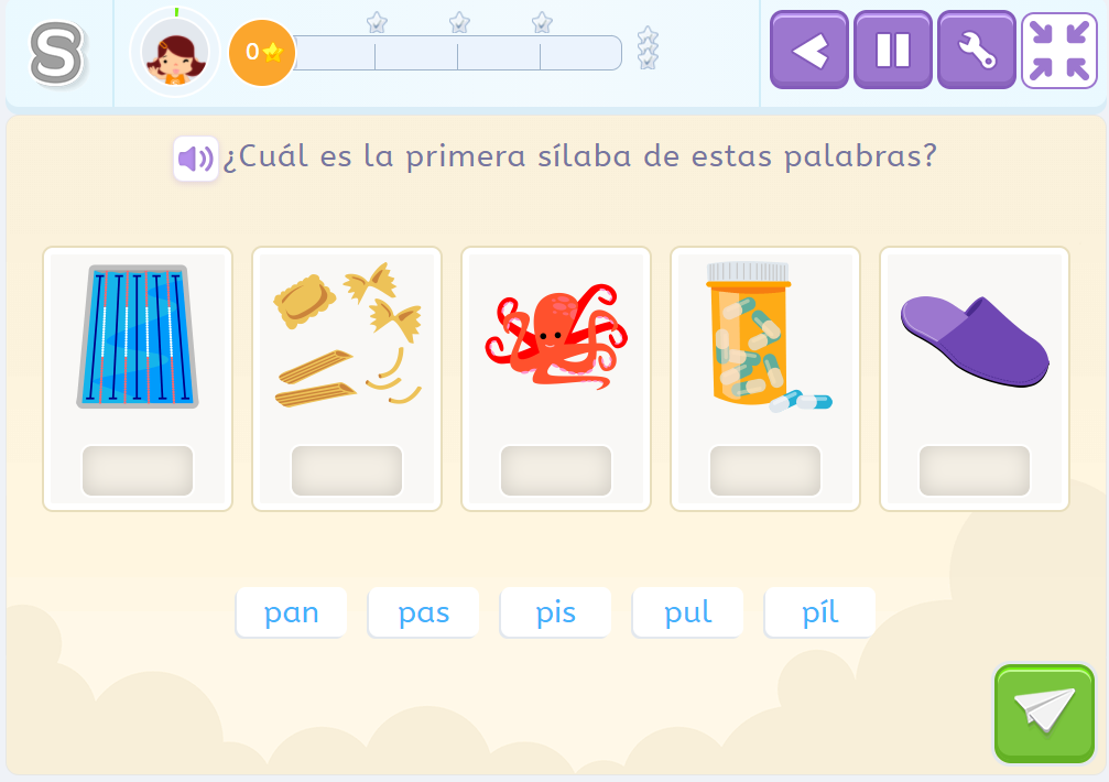 Ejercicio de Smartick Lectura para trabajar la precisión en la decodificación de palabras