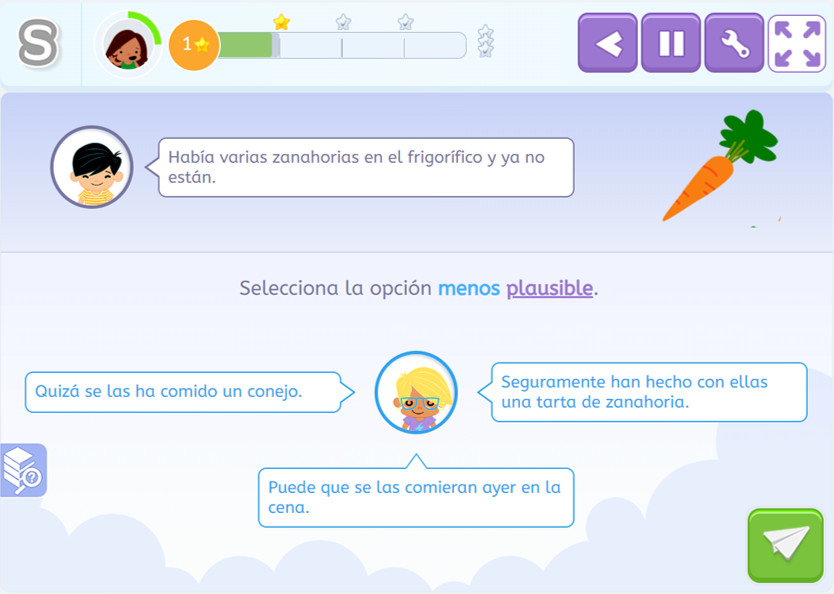 Ejercicio de Smartick en el que trabajamos la opción menos plausible.