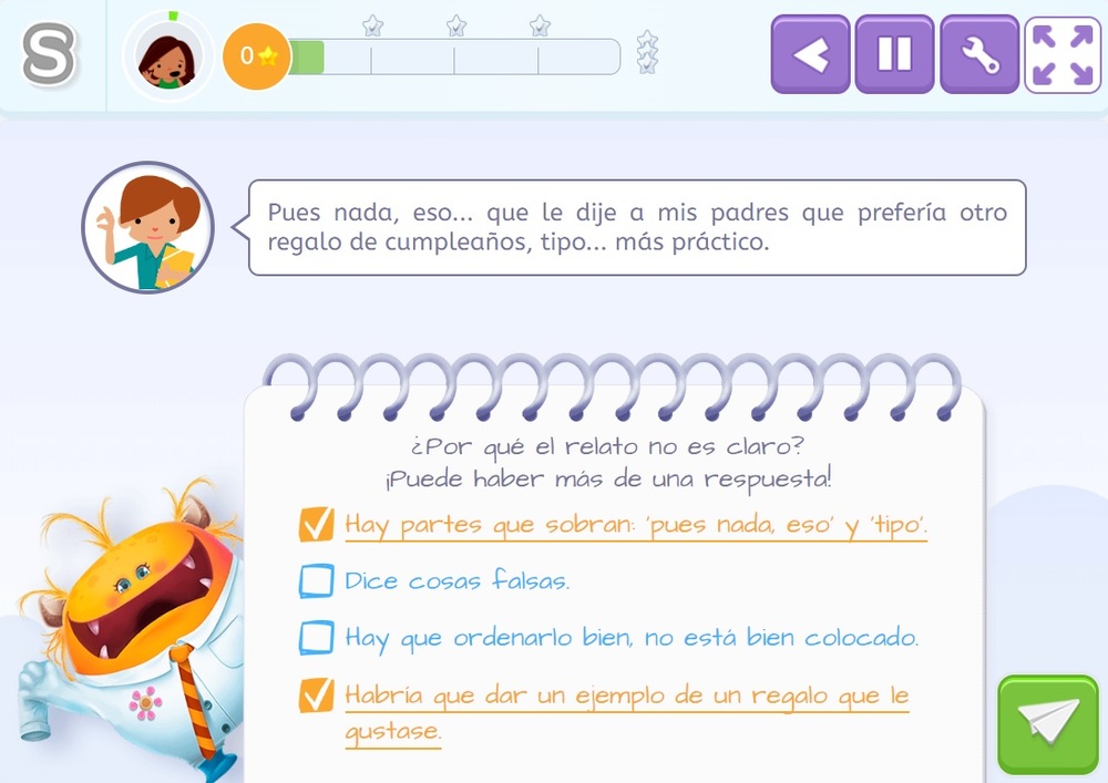 Ejercicio donde se trabaja la claridad identificando todas las razones por las que un texto no es claro.