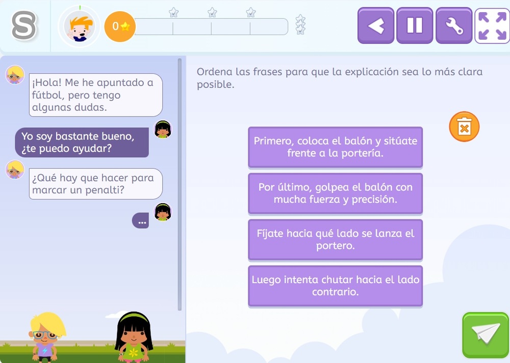 Ejercicio donde se trabaja la claridad reordenando una conversación.