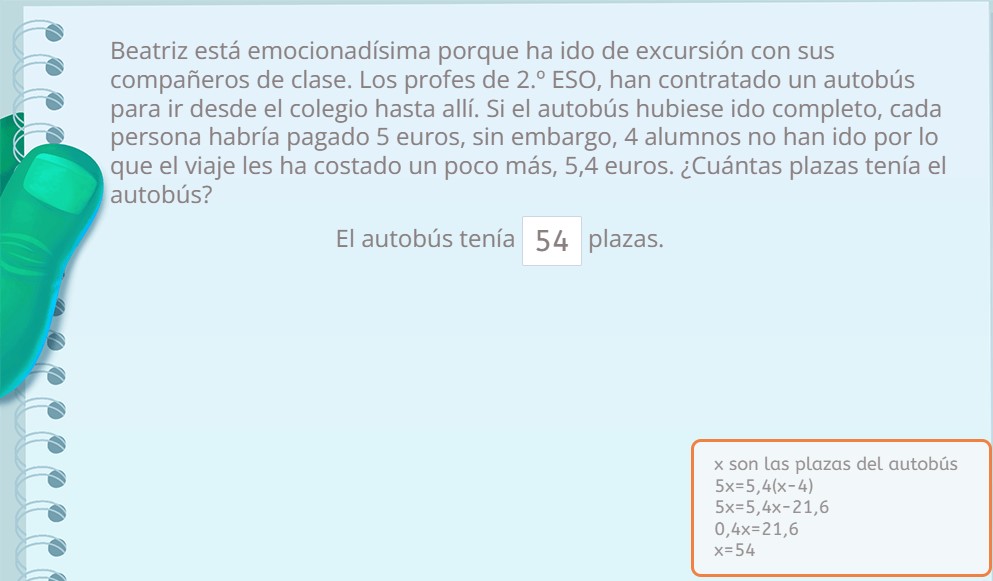 Problemas de ecuaciones de Smartick Matemáticas en los que se reparte una cantidad entre varias personas