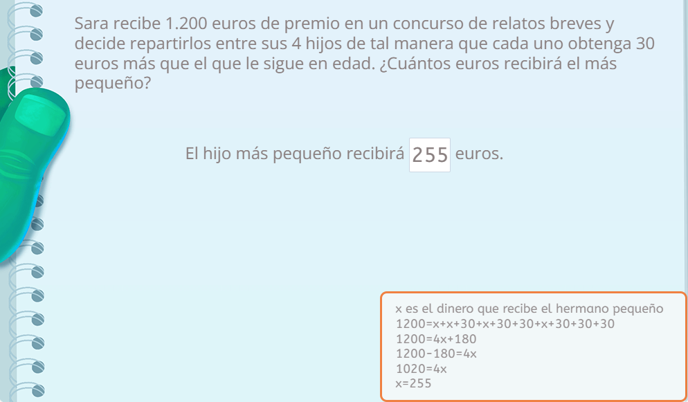 Problemas de ecuaciones de Smartick Matemáticas relacionados con precios