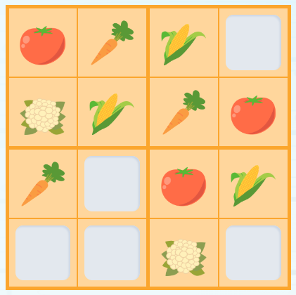 Sudoku del ejemplo con las casillas que faltan por rellenar.