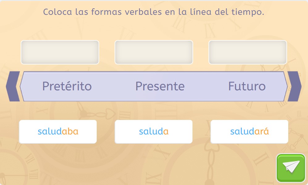 Conjugación verbal. Actividad de Smartick Lectura donde trabajamos el tiempo de los verbos.