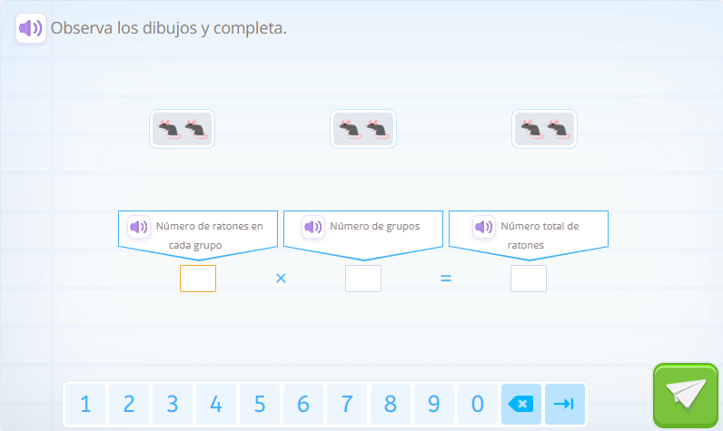 Actividad de multiplicación entendiéndola como suma de grupos del mismo número.