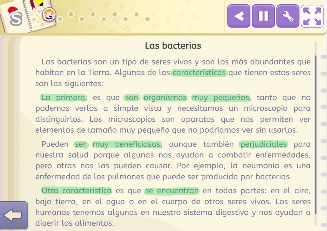 Ejemplos de los marcadores lingüísticos que predominan en los textos expositivos de tipo descriptivo.