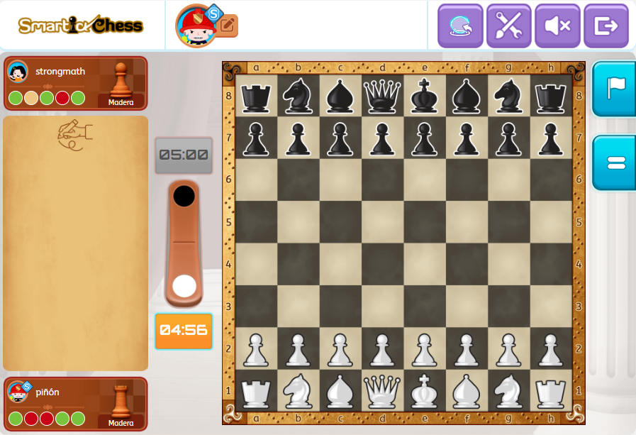 Sala de juego en Smartick Chess. Aprender a jugar al ajedrez.