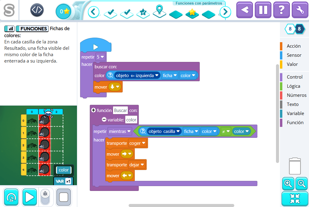 Ejercicios de programación en Smartick Coding.