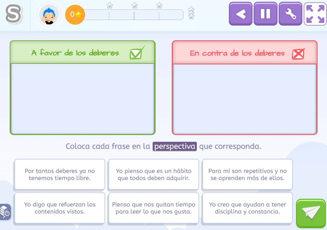 Activar el pensamiento crítico. Ejercicio de Smartick Thinking donde se trabajan pros y contras en una situación.