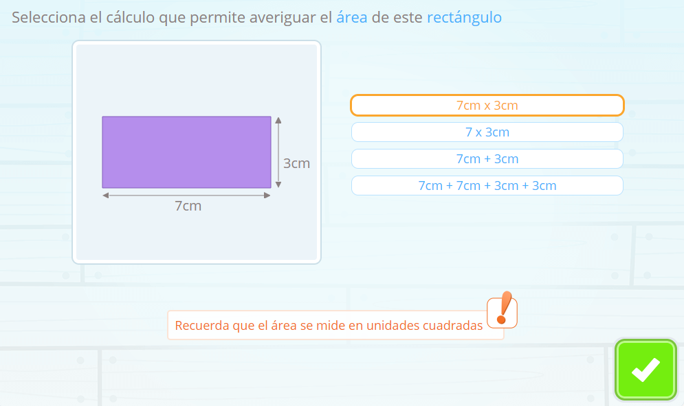 cómo calcular el área de un rectángulo