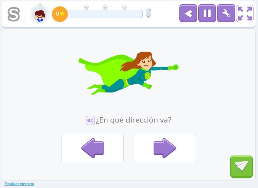 Actividad para trabajar los conceptos de izquierda y derecha en Smartick