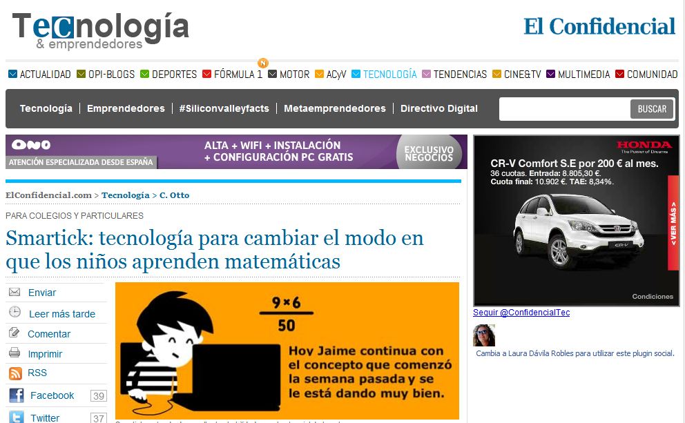 El Confidencial: Smartick, tecnología para cambiar el modo en que los niños aprenden matemáticas