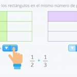 Suma de fracciones con la ayuda visual de rectángulos