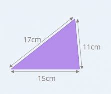Perímetro de un triángulo de lados 11, 15 y 17 centímetros.